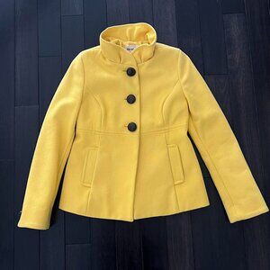 Old Navy Sunny Yellow Ruffle Collar Short Trench Coat - Vibrant Jacket